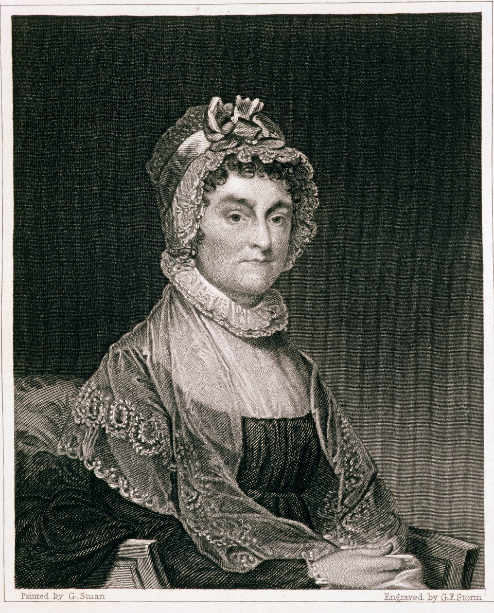 Abigail Adams, kaiverrus G.F. Storm (fl.c.1834) tekijältä Gilbert Stuart