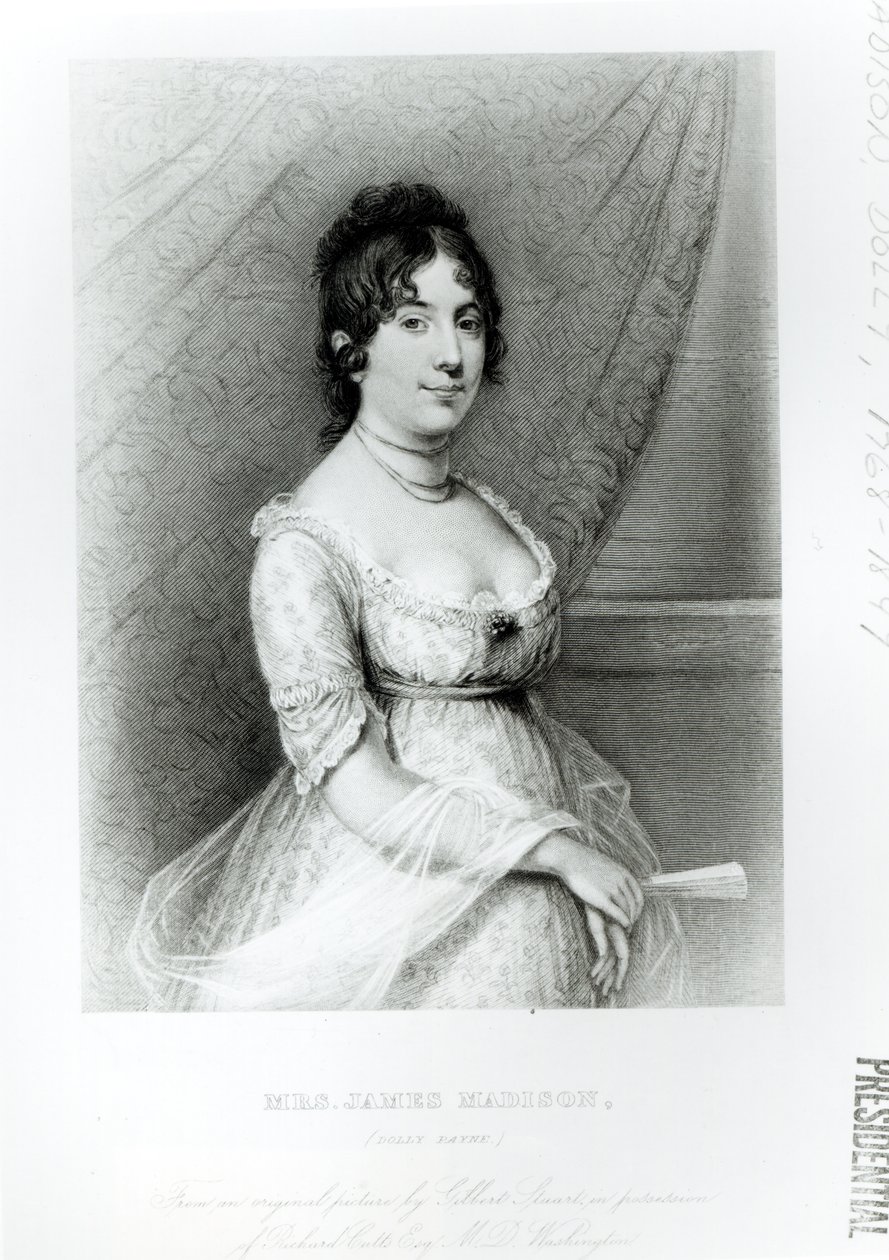 Rouva James Madison, Dolley Payne (1768-1849), n. 1804-55 tekijältä Gilbert Stuart