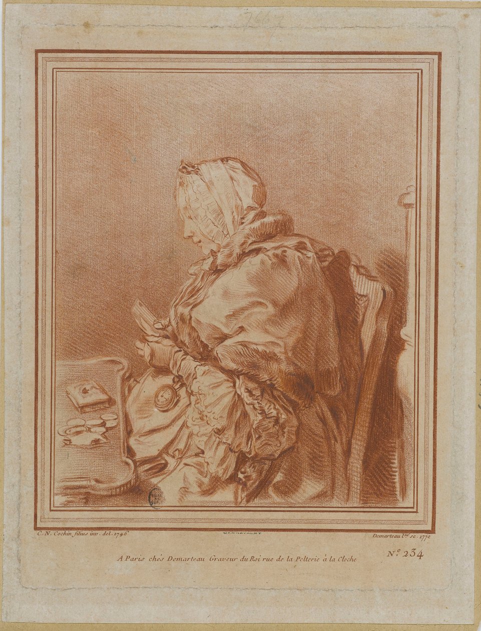 Madame Geoffrinin muotokuva 1699-1777, 1770. tekijältä Gilles Demarteau