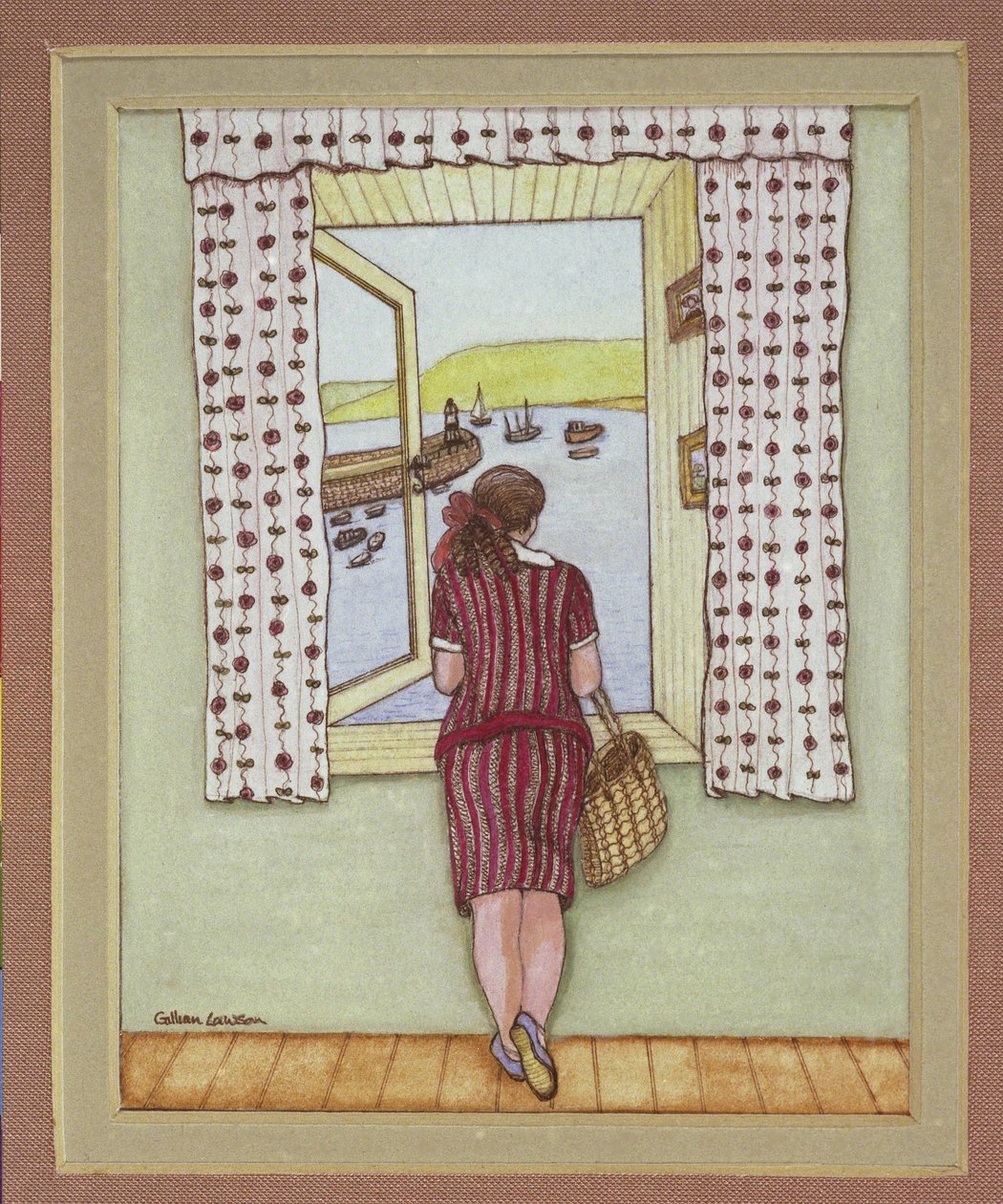 Harbour View, 1986 (akvarelli paperille) tekijältä Gillian Lawson