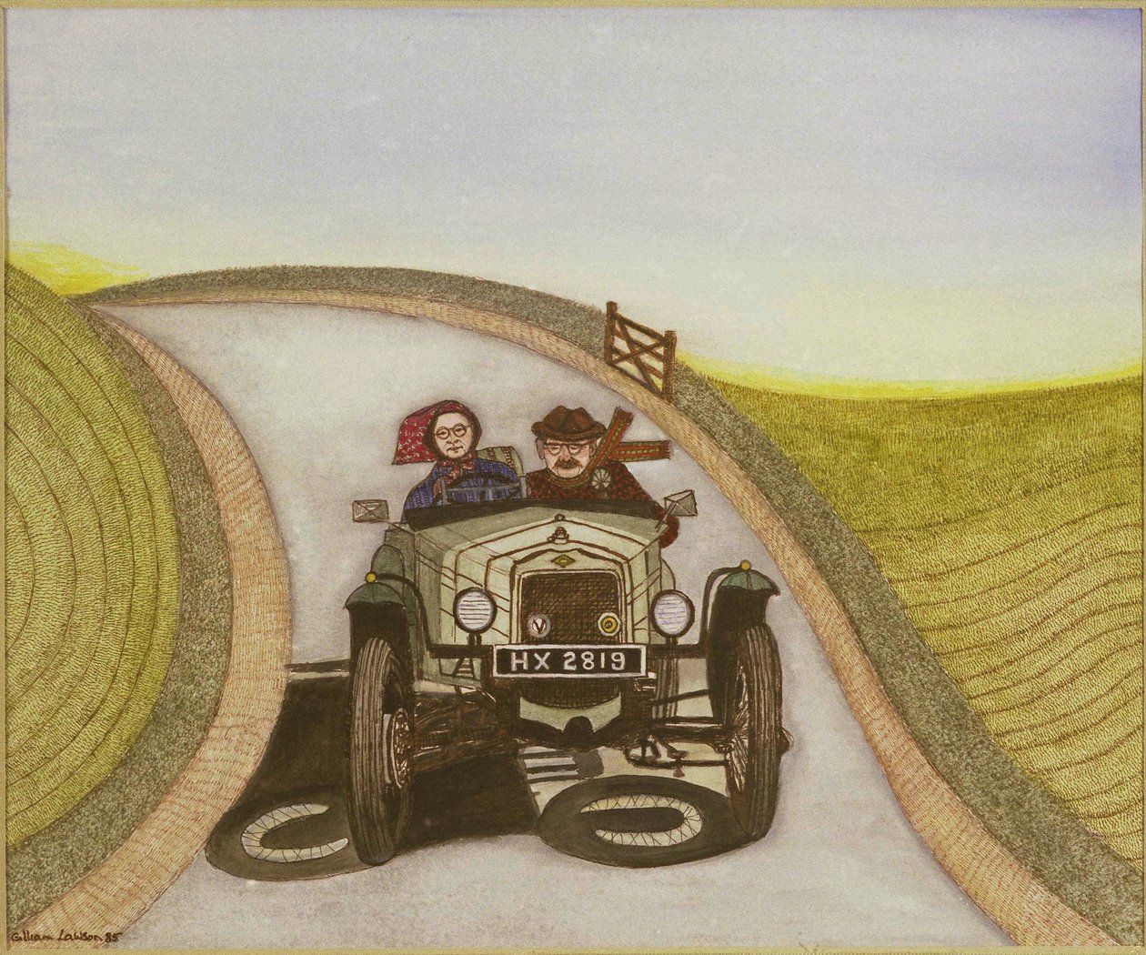 Auto, 1985 (akvarelli paperille) tekijältä Gillian Lawson