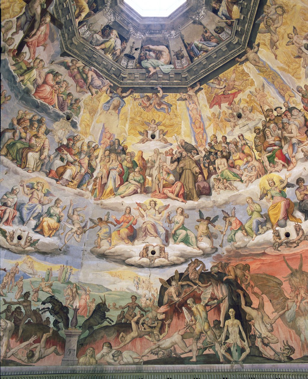 Viimeinen tuomio, yksityiskohta Duomon kupolista, 1572-79. tekijältä Giorgio Vasari