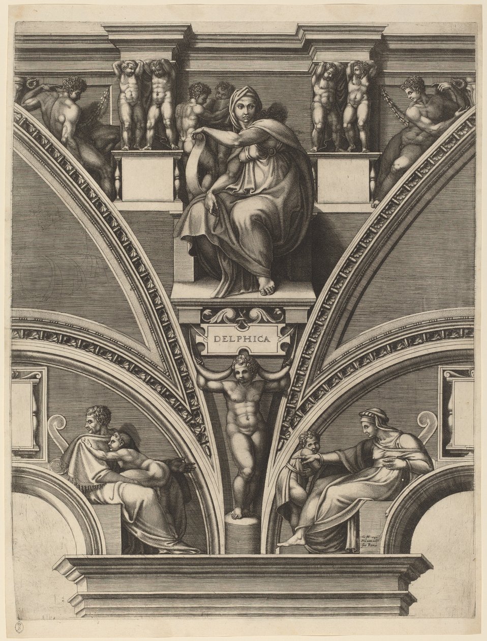 Delphic Sibyl tekijältä Giorgio Ghisi after Michelangelo