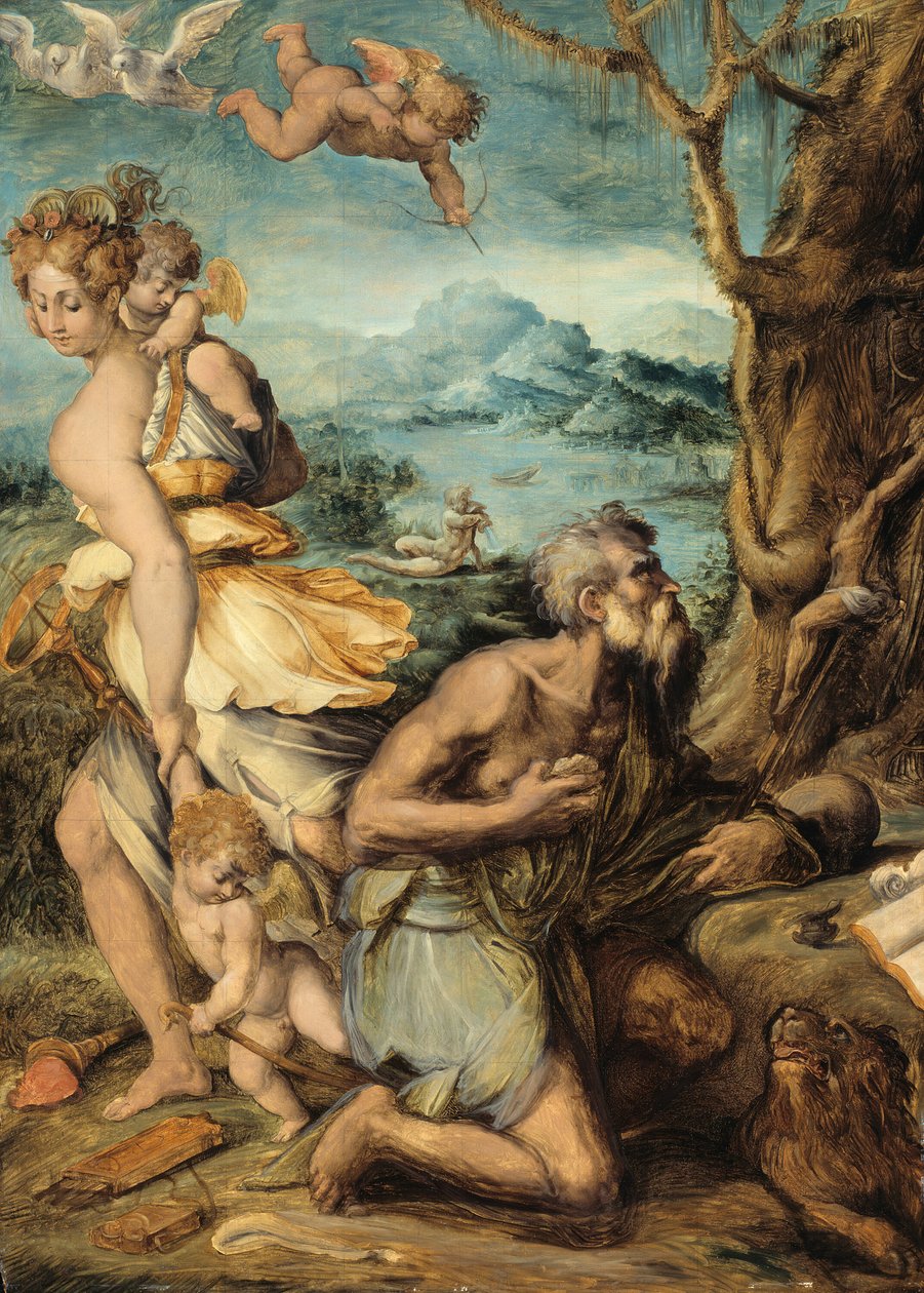 Pyhän Hieromuksen kiusaus, 154148. tekijältä Giorgio Vasari