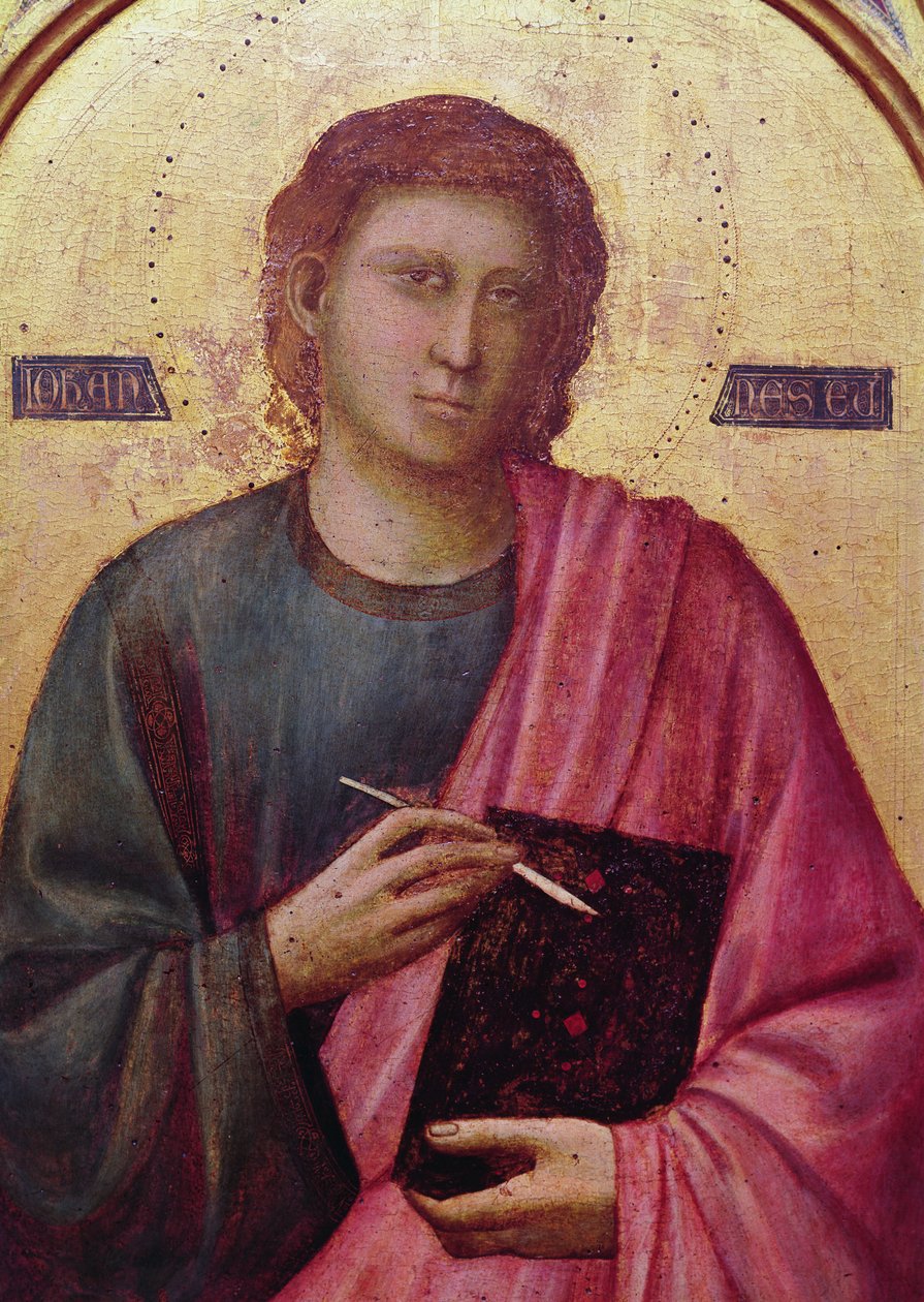 Pyhä Johannes Evankelista, Badian alttaritaulun vasen paneeli, n. 1301 (tempera paneelissa) (yksityiskohta 50341) tekijältä Giotto di Bondone