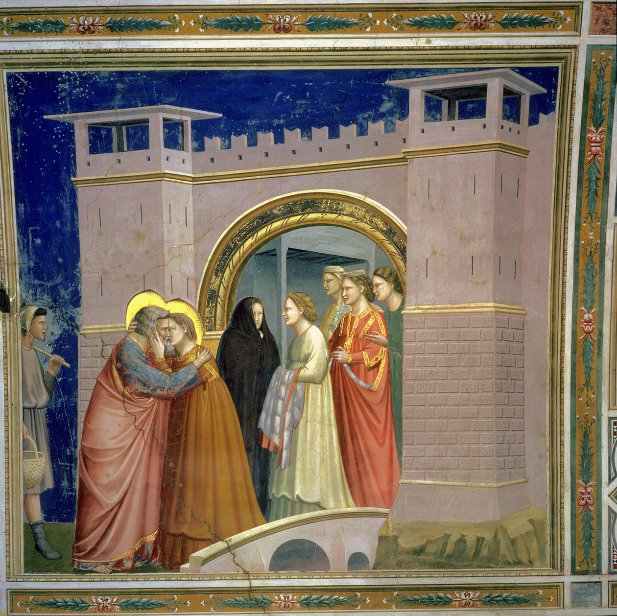Kokous Golden Gatessa, n. 1305 portti Jerusalemissa, n. 1305 tekijältä Giotto di Bondone