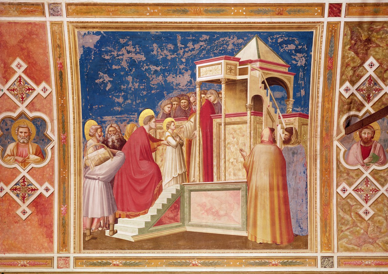 Neitsyen esittely temppelissä, n. 1305 tekijältä Giotto di Bondone