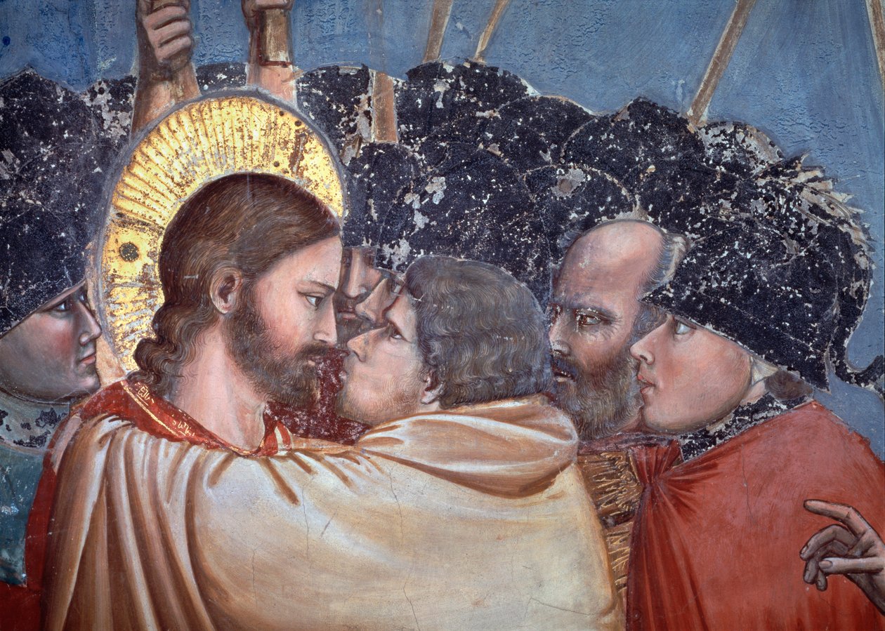 Juudaksen suudelma. Yksityiskohta (Fresko tekijältä Giotto (c.1266 1337)