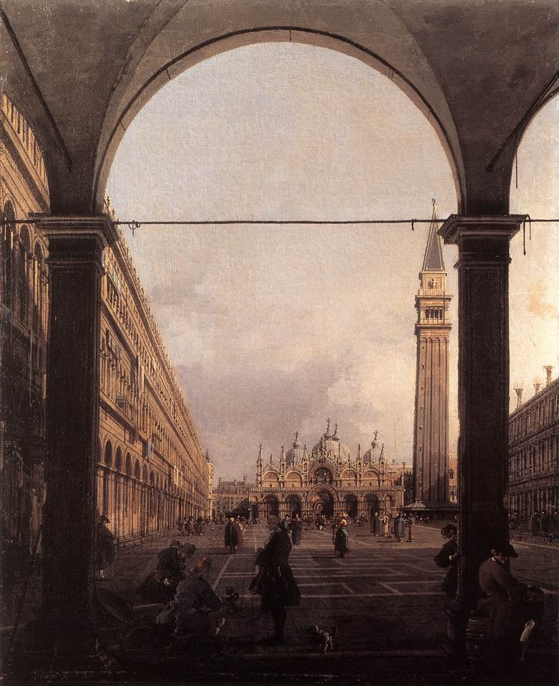 Piazza San Marco Katso itään luoteiskulmasta tekijältä Giovanni Antonio Canal