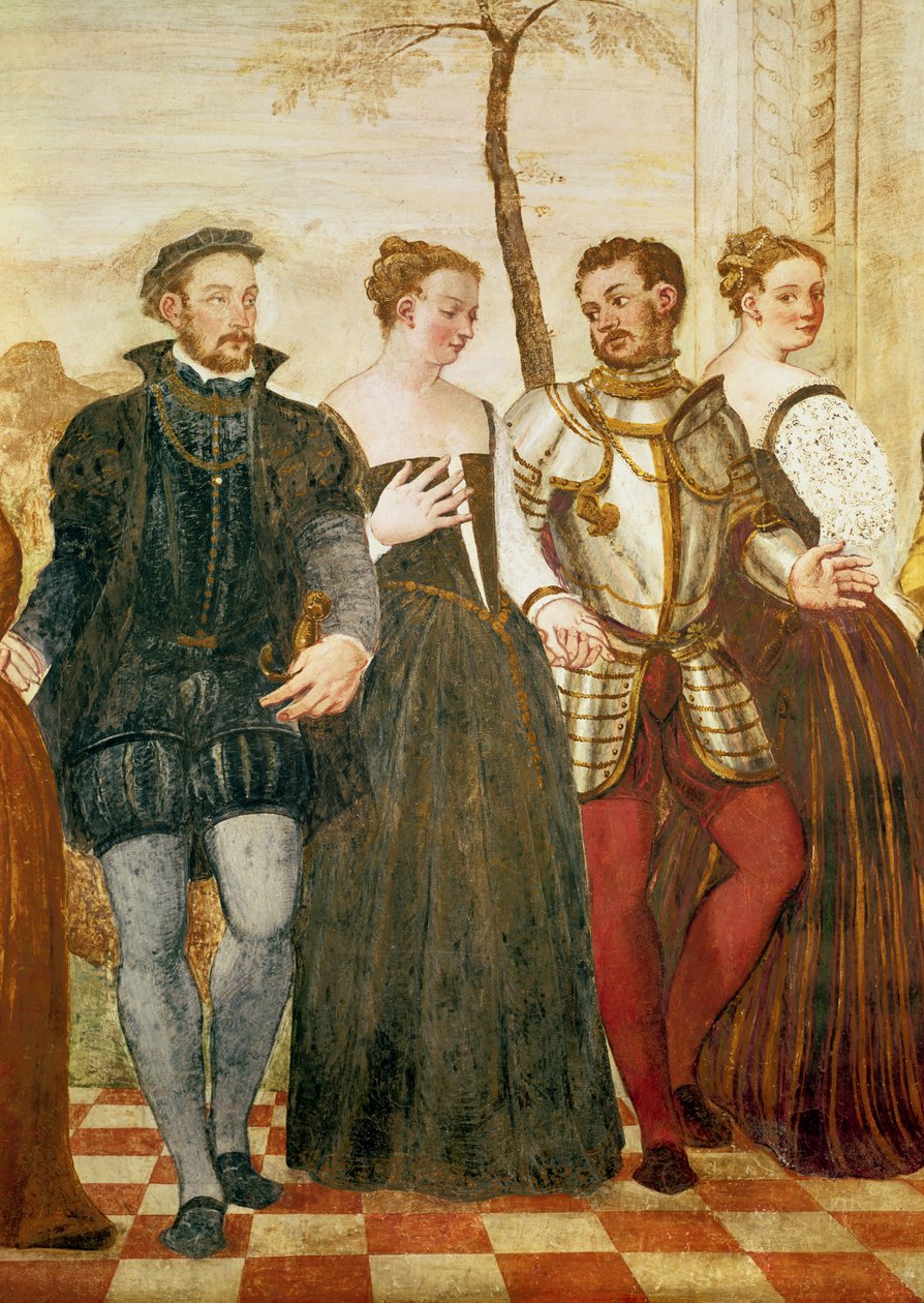 Kutsu tanssiin, keskusryhmän yksityiskohta, 1570 (yksityiskohta 20000) tekijältä Giovanni Antonio Fasolo