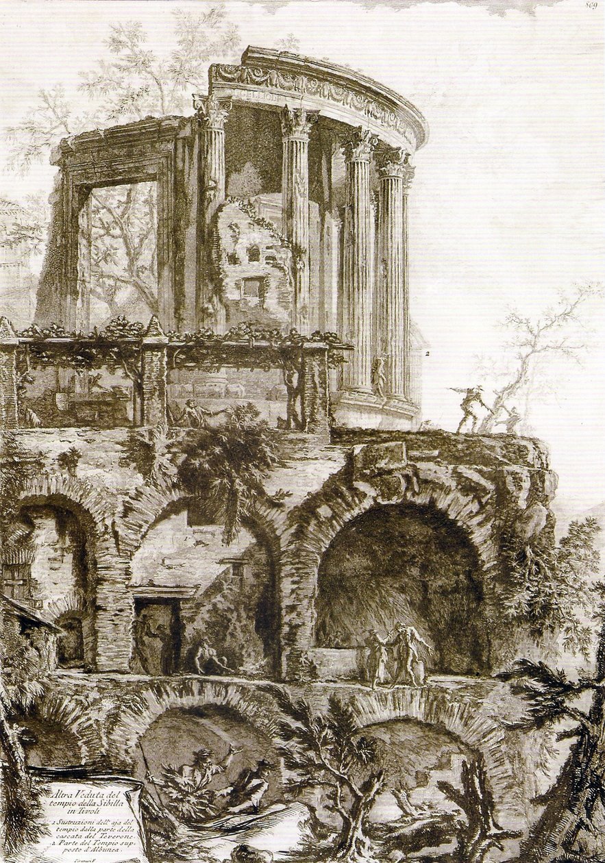 Toinen näkymä Sibyllan temppelille, Tivolille tekijältä Giovanni Battista Piranesi