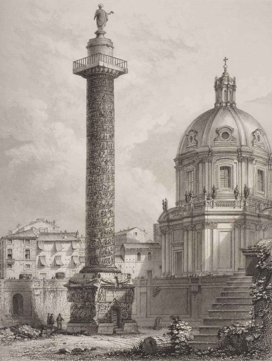 Trajanuksen pylväs, Rooma, kaiverrus A. Willmore tekijältä Giovanni Battista Piranesi