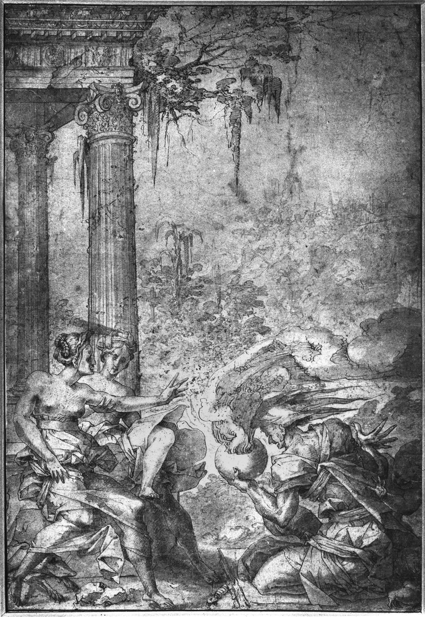 Magic Scene (tussi paperille) tekijältä Giovanni Battista Rosso Fiorentino