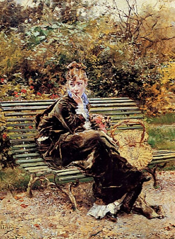 Istuu puutarhassa Saksa: Im Garten Sitzende Polski: Siedzaca w ogrodzie tekijältä Giovanni Boldini