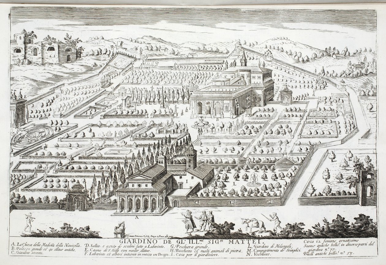 Näkymä Villa Mattein puutarhaan tekijältä Giovanni Domenico de
