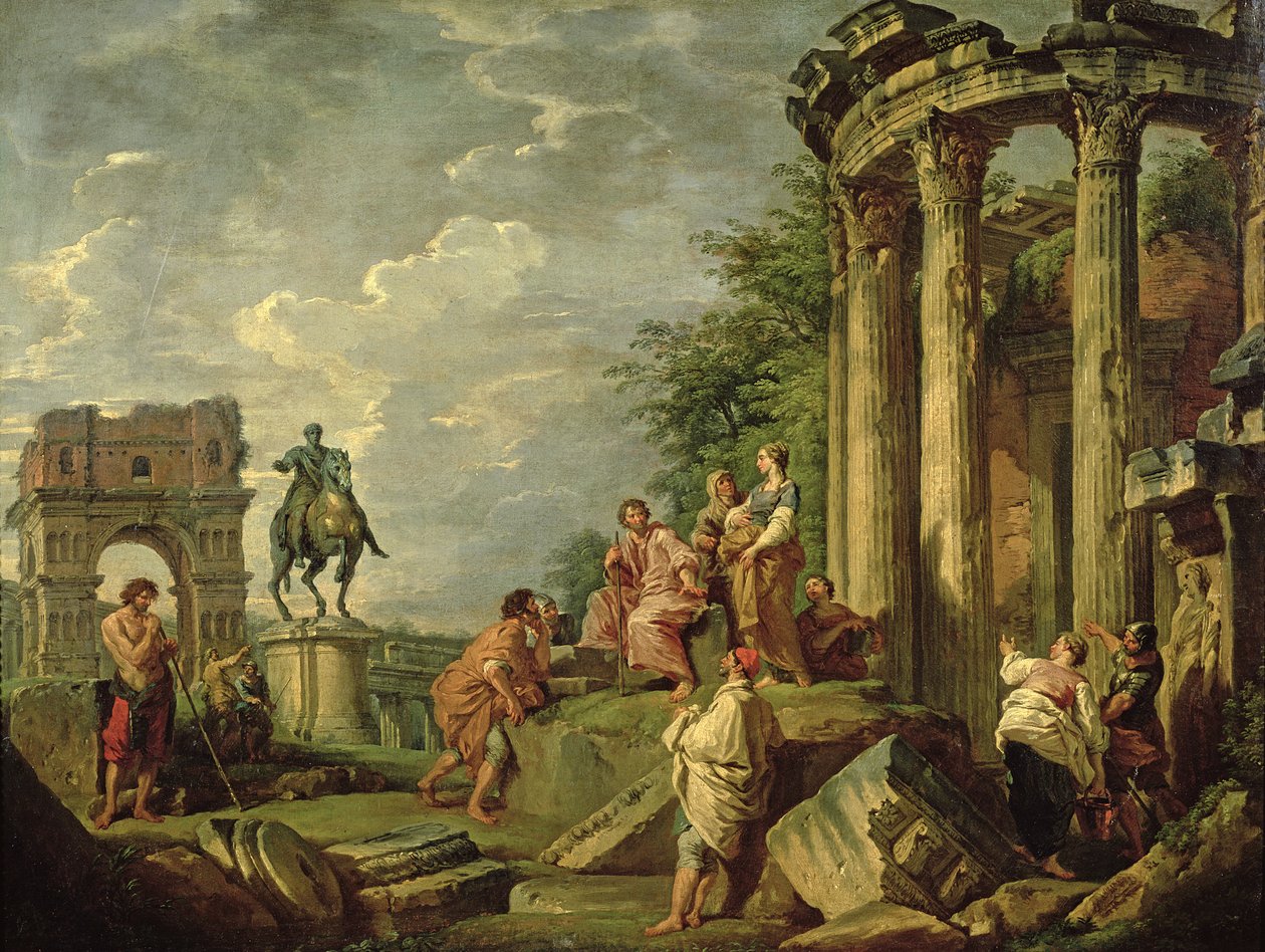 Talonpojat roomalaisten raunioiden joukossa, 1743 tekijältä Giovanni Paolo Pannini