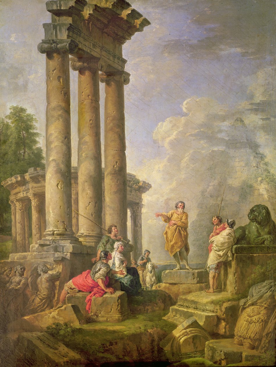 Rauniot ja Pyhä Paavali saarnaa, 1735 tekijältä Giovanni Paolo Pannini