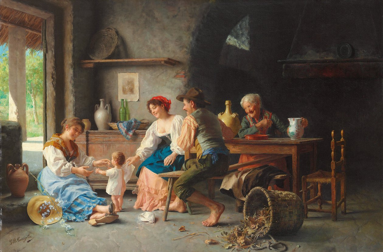 Ensimmäiset askeleet (öljy kankaalle) tekijältä Giovanni Battista Torriglia