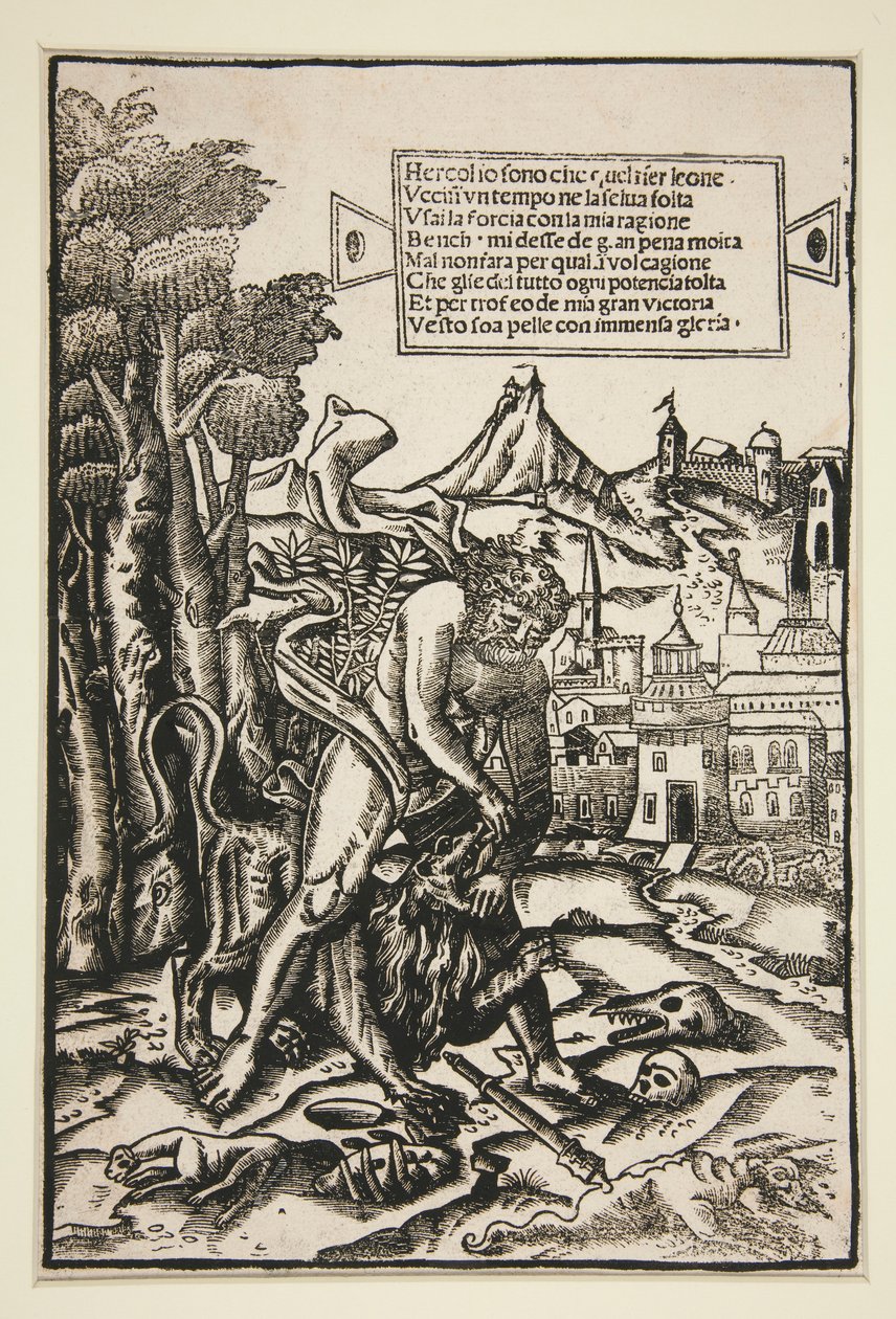 Hercules ja Nemean-leijona tekijältä Giovanni Andrea Vavassore