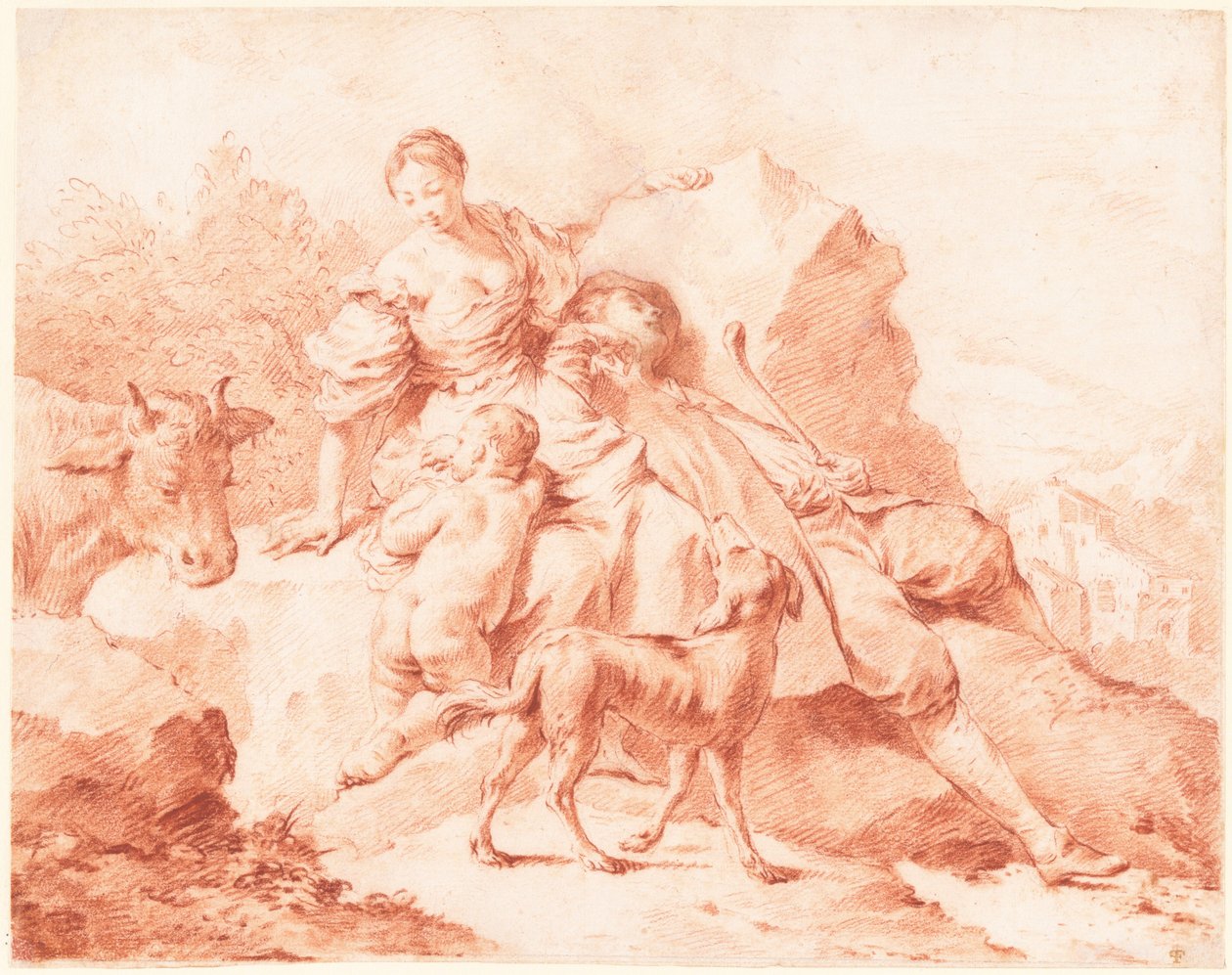 Paimenperhe lepäämässä tekijältä Giovanni Battista Piazzetta