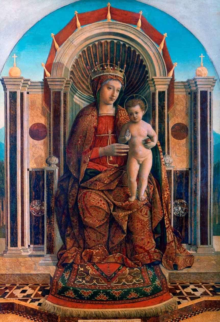 Neitsyt ja lapsi istuivat, n. 1475-1485 tekijältä Giovanni Bellini