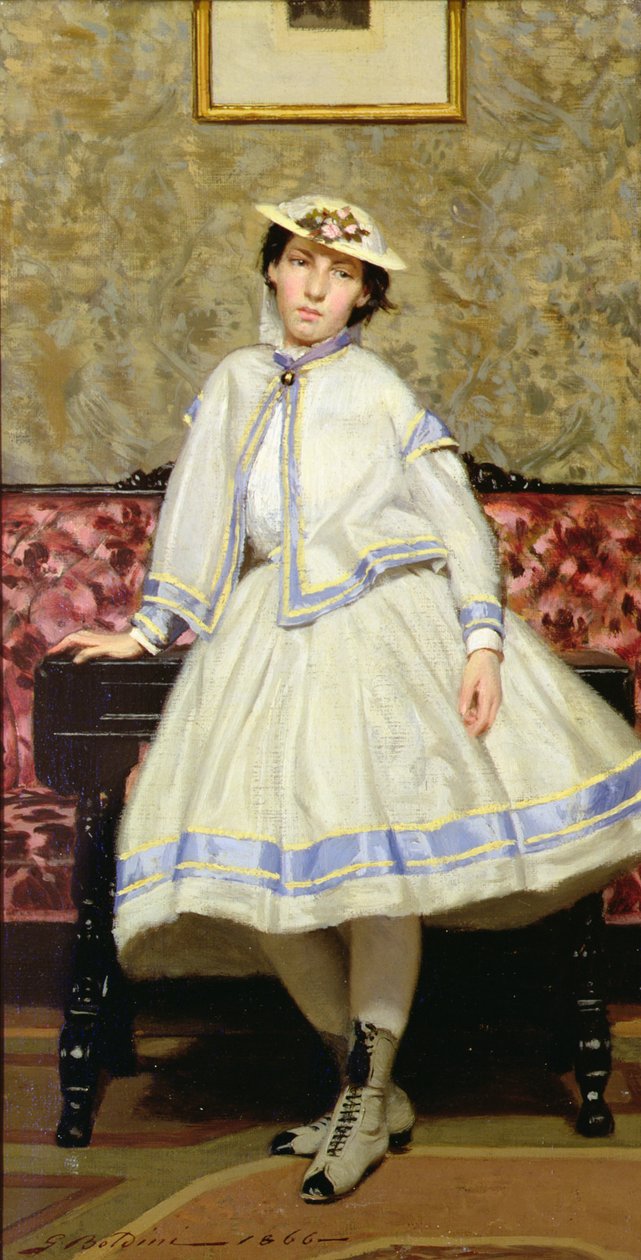Alaide pukeutunut valkoiseen tekijältä Giovanni Boldini