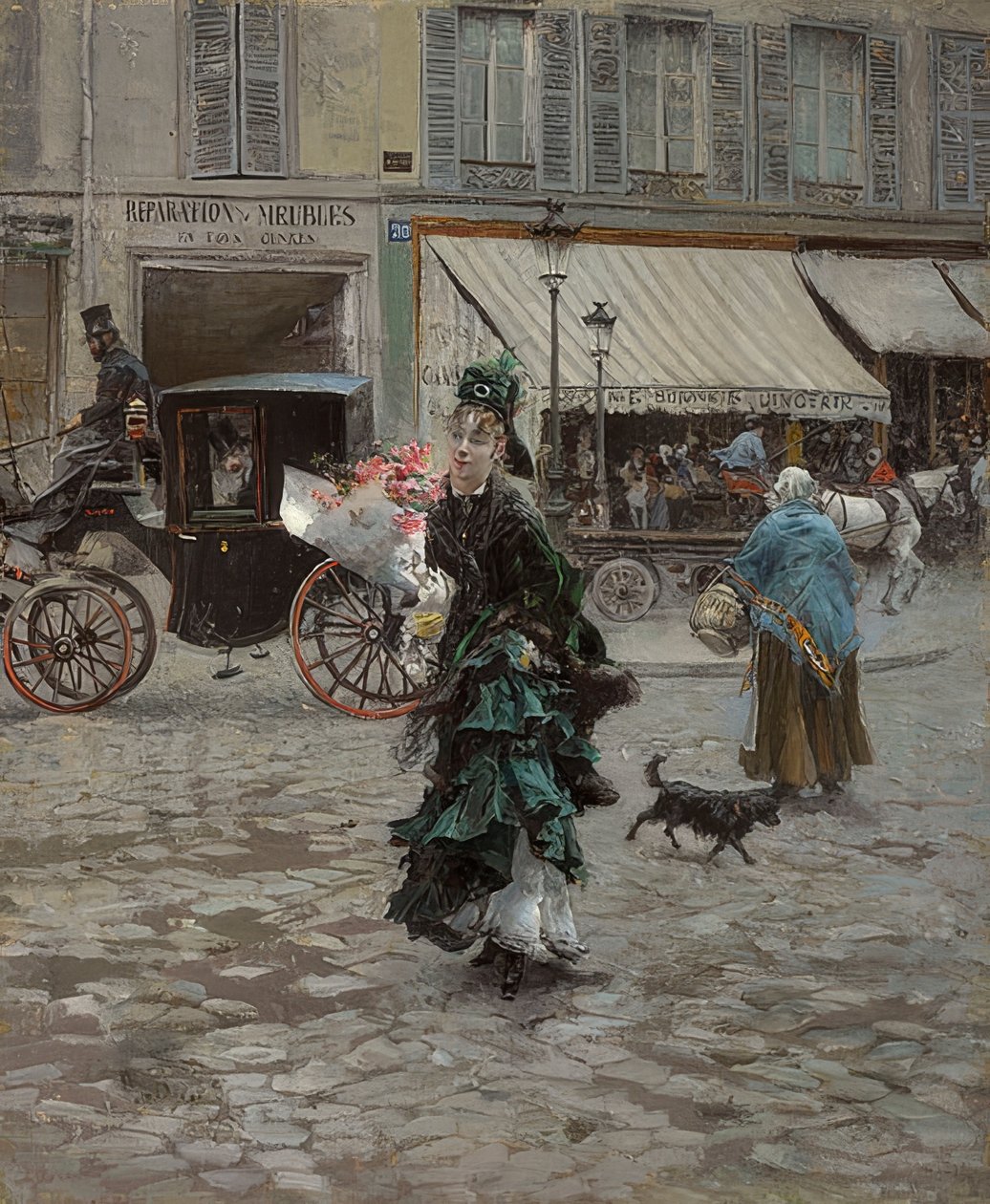 Kadun ylittäessä. 1873-75 tekijältä Giovanni Boldini