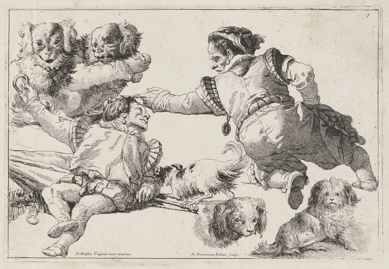 Kääpiöt ja koirat tekijältä Giovanni Domenico Tiepolo