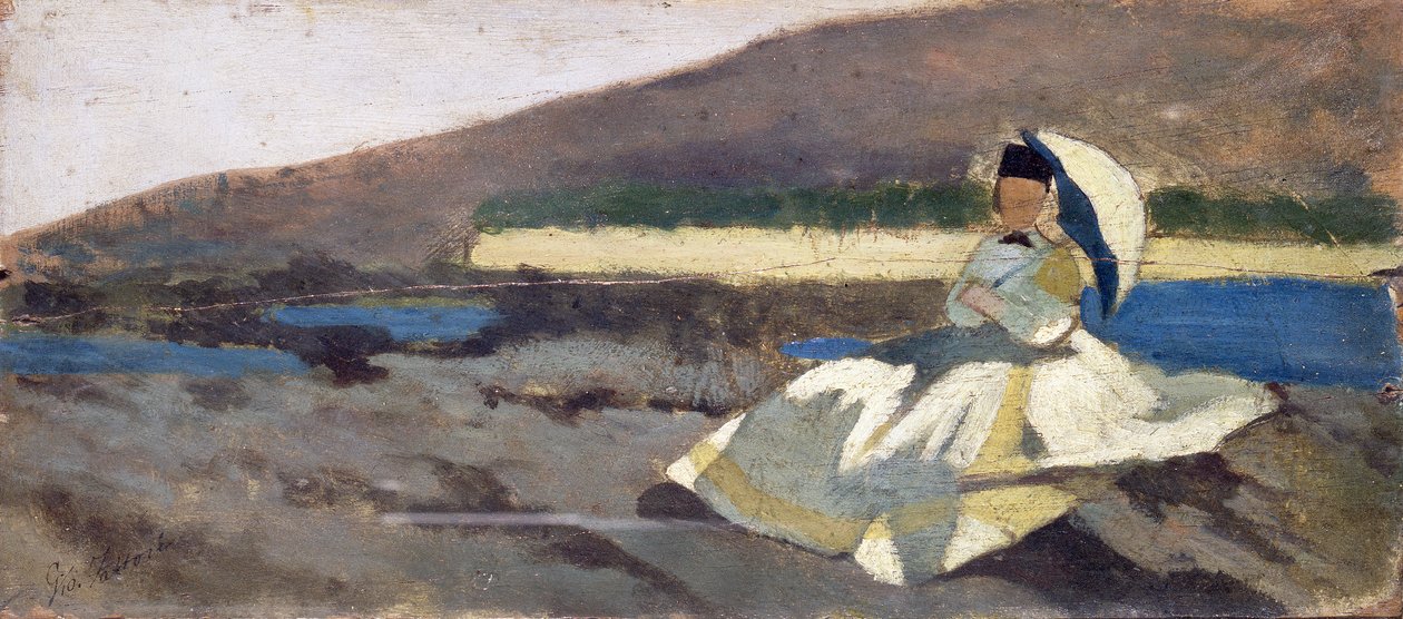 Istuva nainen maisemassa tekijältä Giovanni Fattori