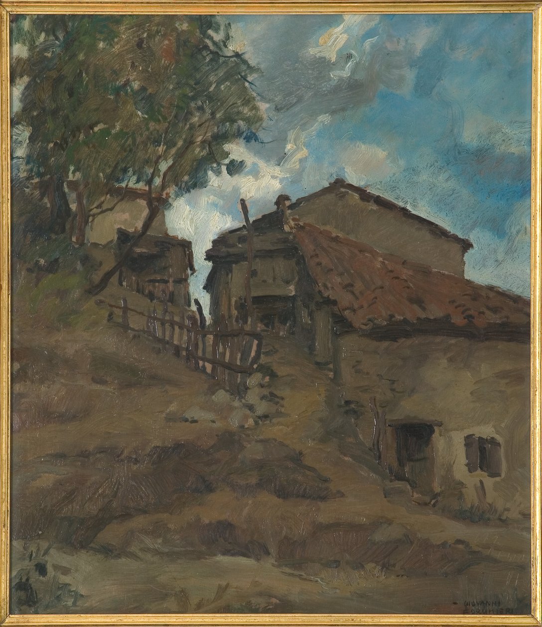 Mountain Traditional Housefarm (öljy vanerille) tekijältä Giovanni Forghieri