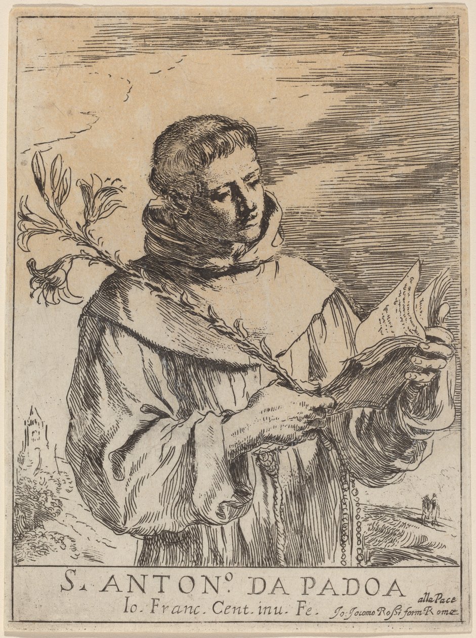 Pyhä Anthony Padovalainen tekijältä Giovanni Francesco Barbieri, called Guercino