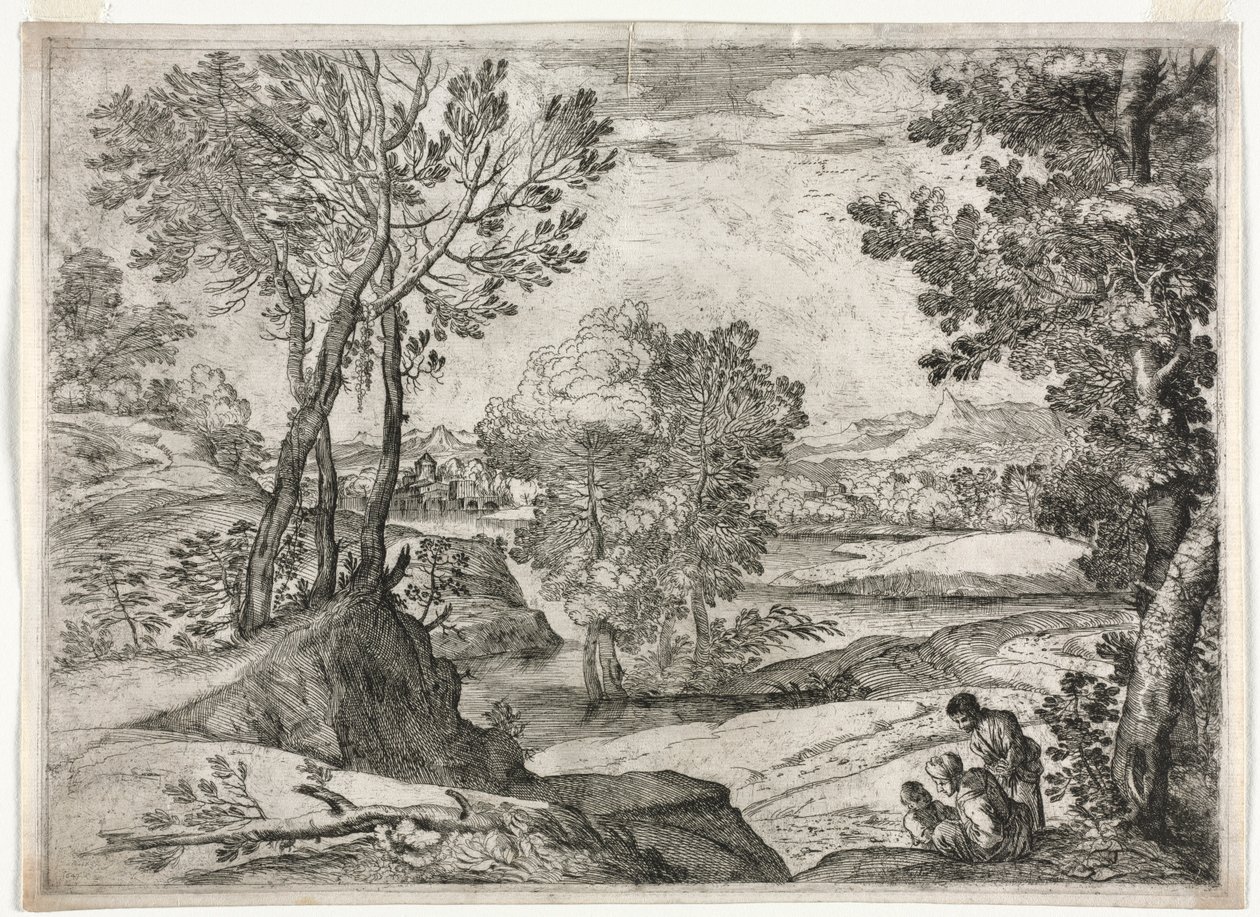 Maisema perheen kanssa, 1643. tekijältä Giovanni Francesco Grimaldi