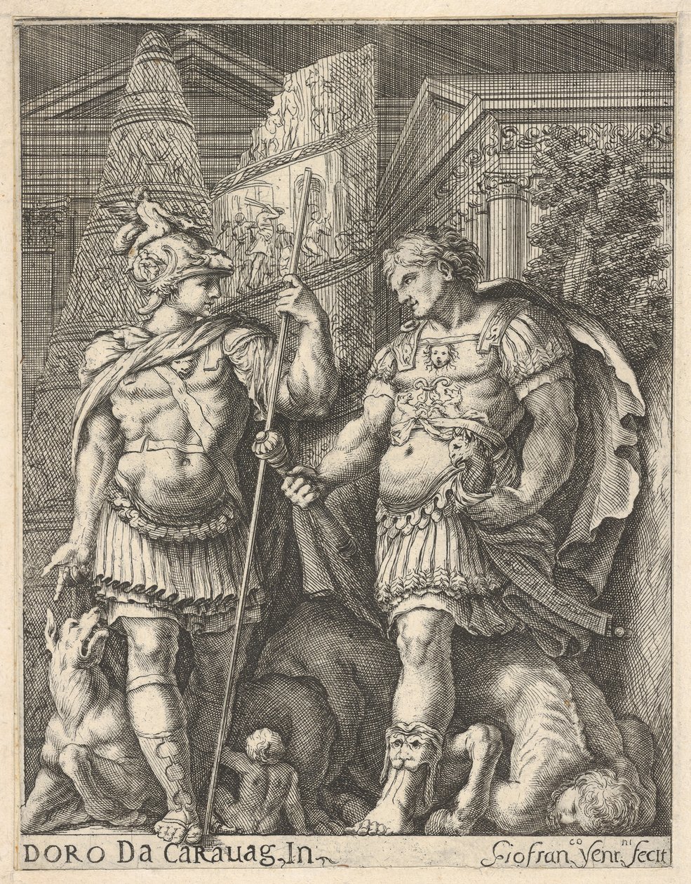 Kaksi roomalaista sotilasta, 1600-luku. tekijältä Giovanni Francesco Venturini