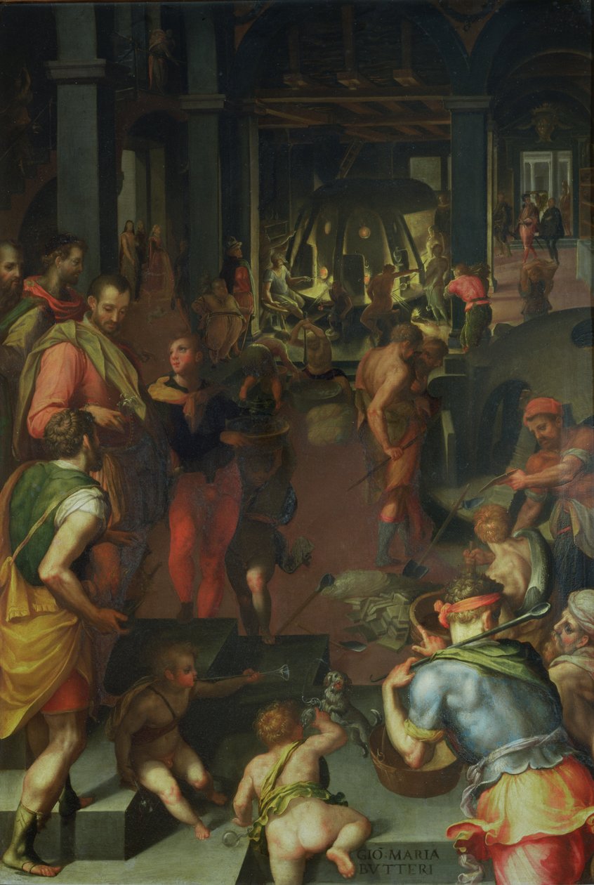 Lasitehdas, 1572 (liuskekivi) tekijältä Giovanni Maria Butteri