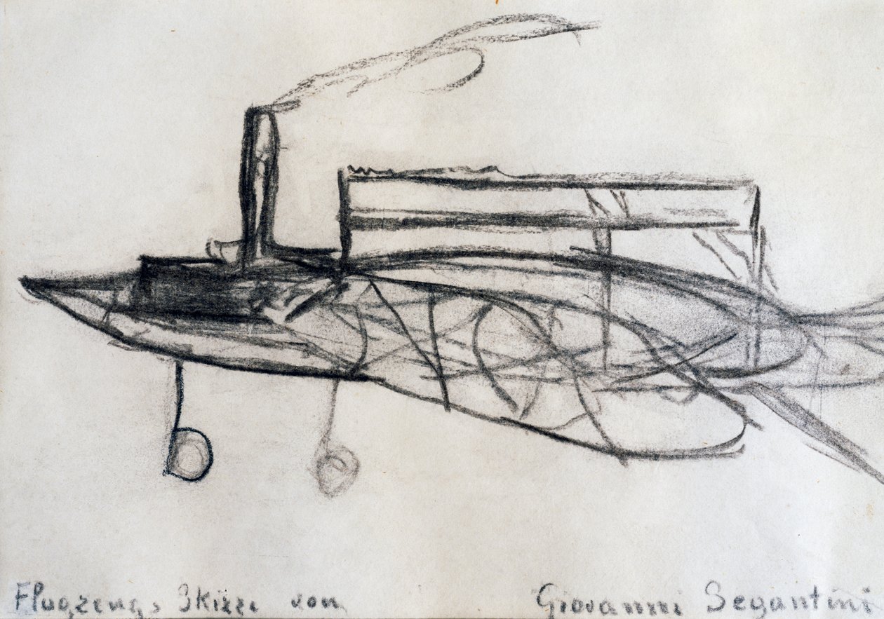 Flugszeugskizze tekijältä Giovanni Segantini