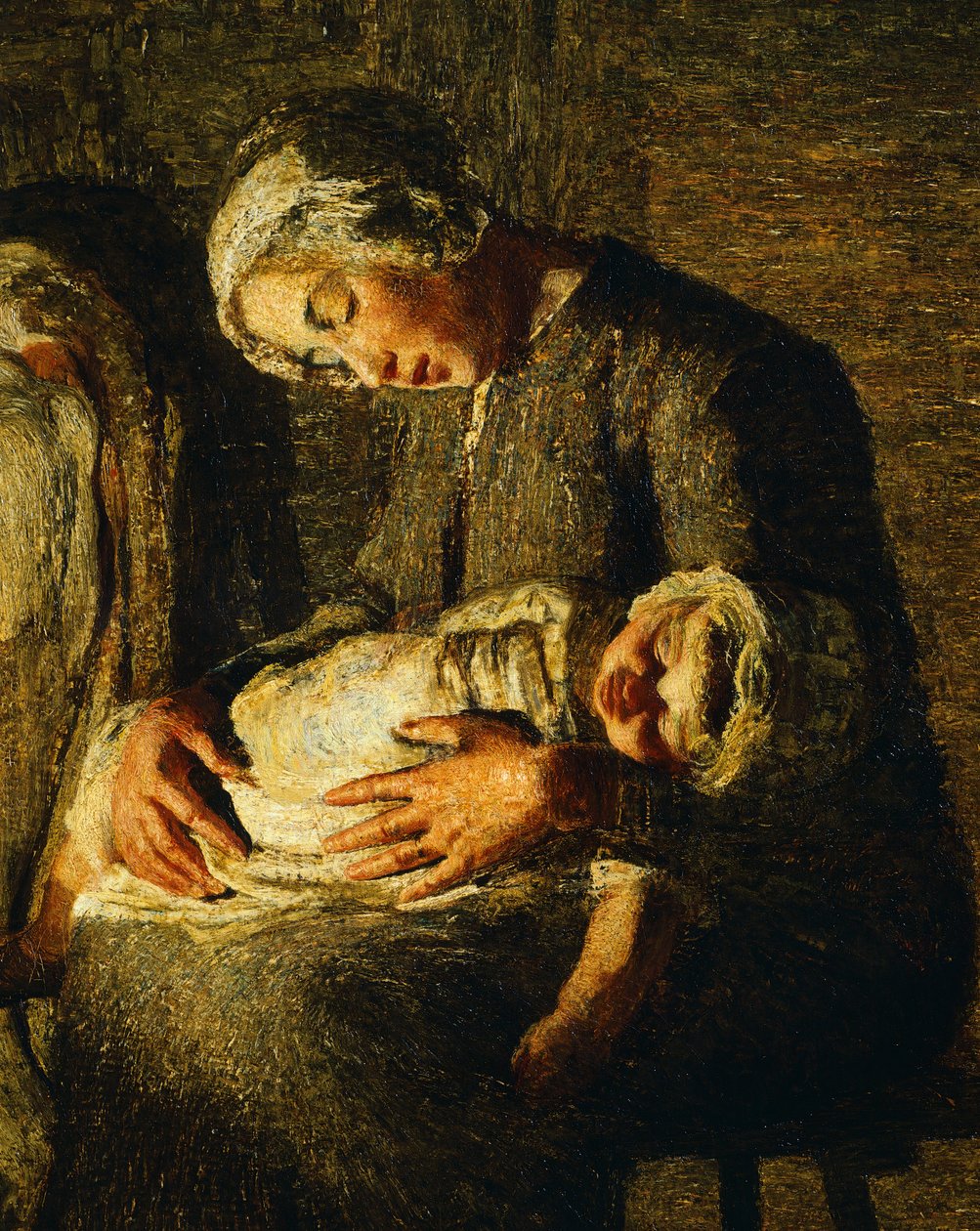 The Two Mothers, kirjoittanut Giovanni Segantini, yksityiskohta tekijältä Giovanni Segantini