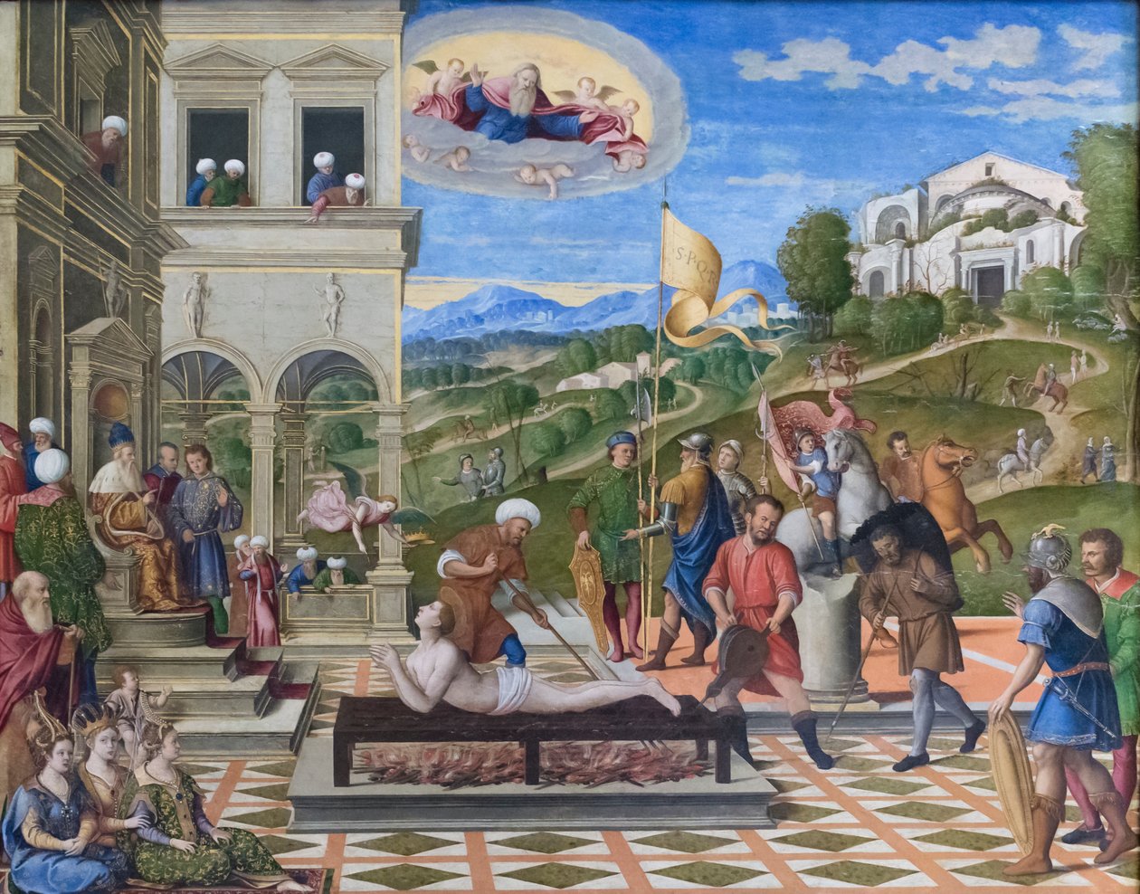 Pyhän Laurentiuksen marttyyrikuolema tekijältä Girolamo da Santacroce