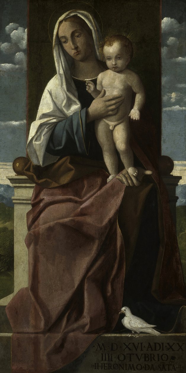 Neitsyt ja lapsi istui valtaistuimella, 1516. tekijältä Girolamo da Santacroce