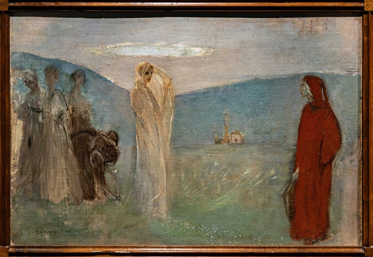 Dante ja Beatrice tekijältä Giulio Aristide Sartorio
