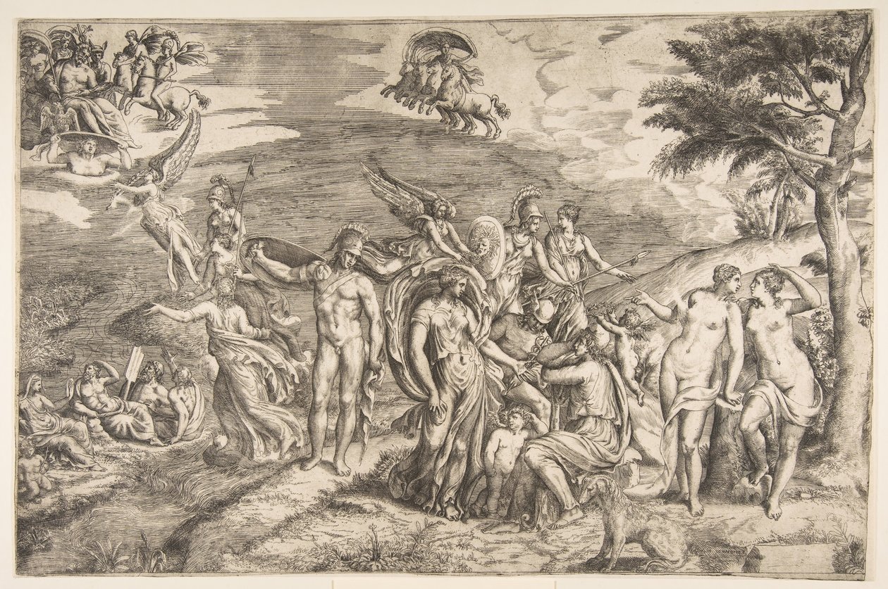 Pariisin tuomio, 1500-luku. tekijältä Giulio Bonasone