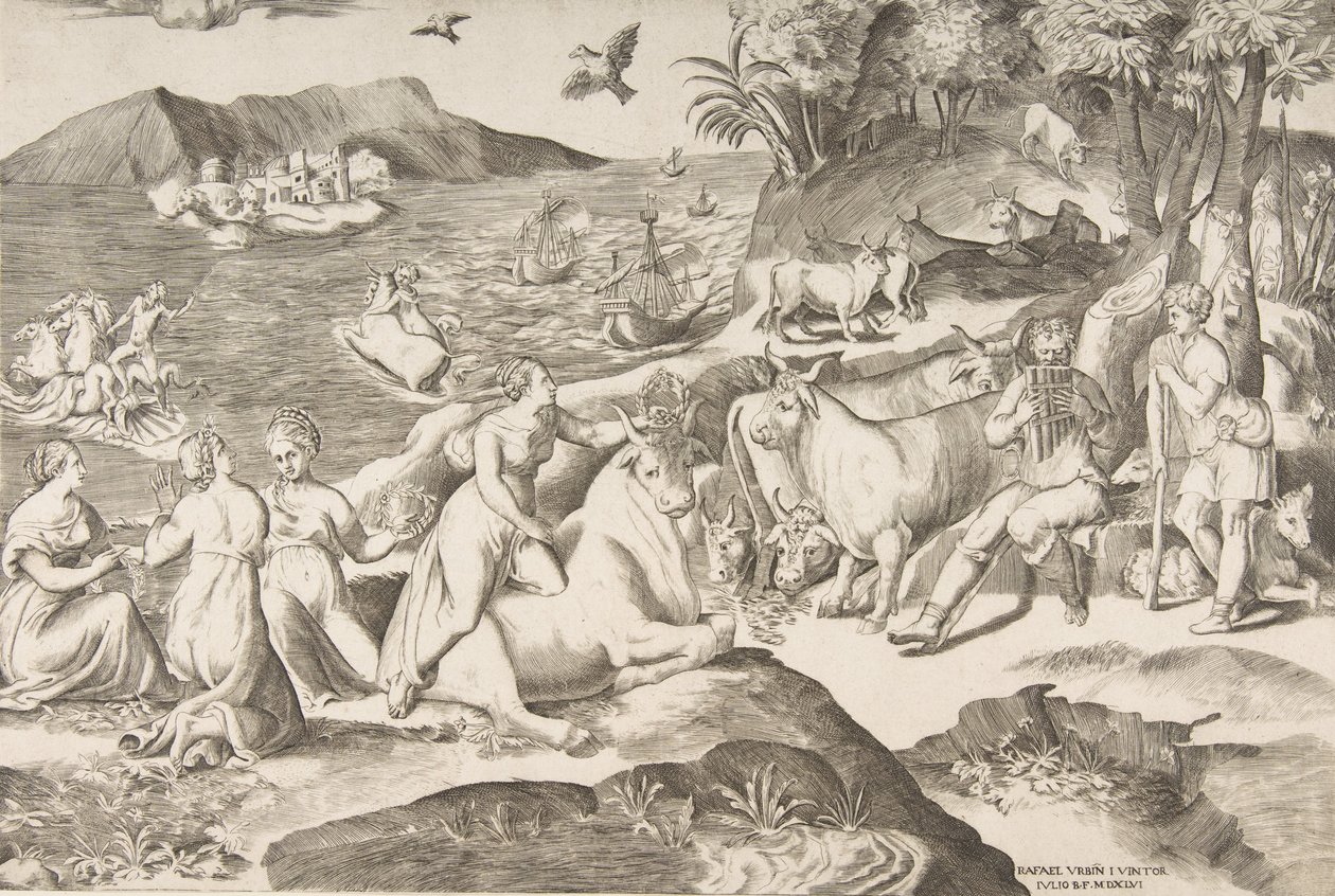 Europan raiskaus, 1546. tekijältä Giulio Bonasone