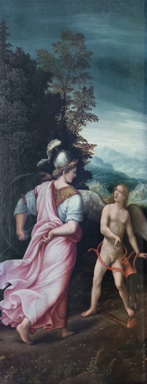 Minerva moitti Cupidoa tekijältä Giulio Romano