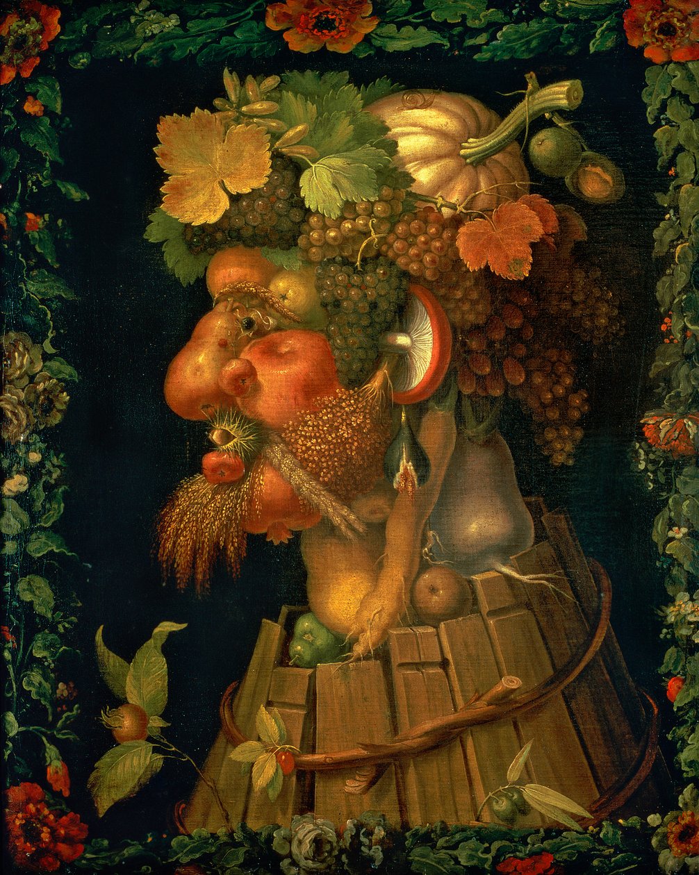 Syksy neljää vuodenaikaa kuvaavasta sarjasta, keisari Maximilian II:n (1527-76) 1573 tilaama tekijältä Giuseppe Arcimboldo