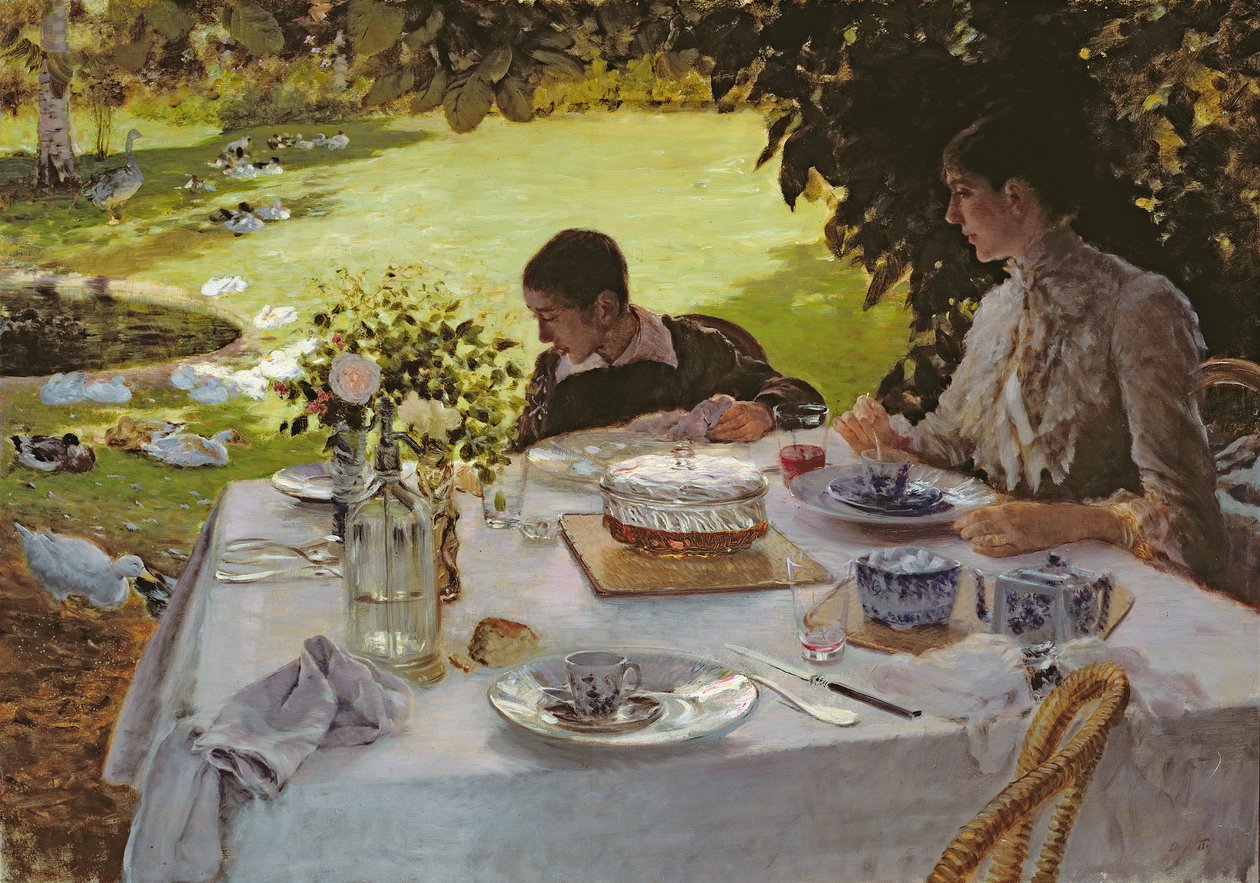 Aamiainen puutarhassa, 1883 tekijältä Giuseppe de Nittis