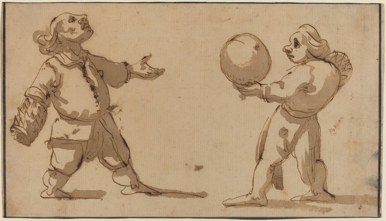 Una caricatura amb jugadors de pilota finlandès tekijältä Giuseppe Maria Mitelli