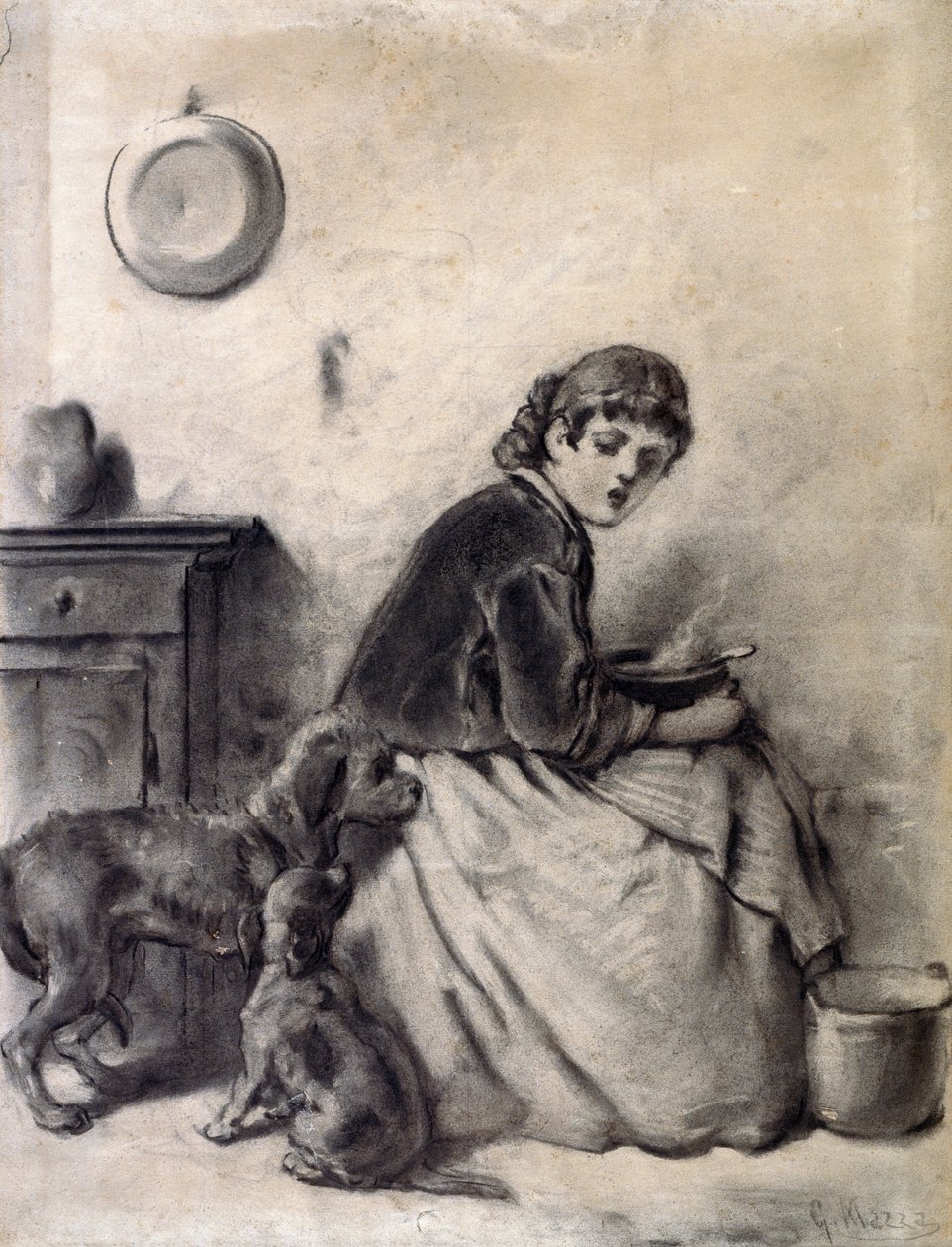 Mulher com cães finnish tekijältä Giuseppe Mazza