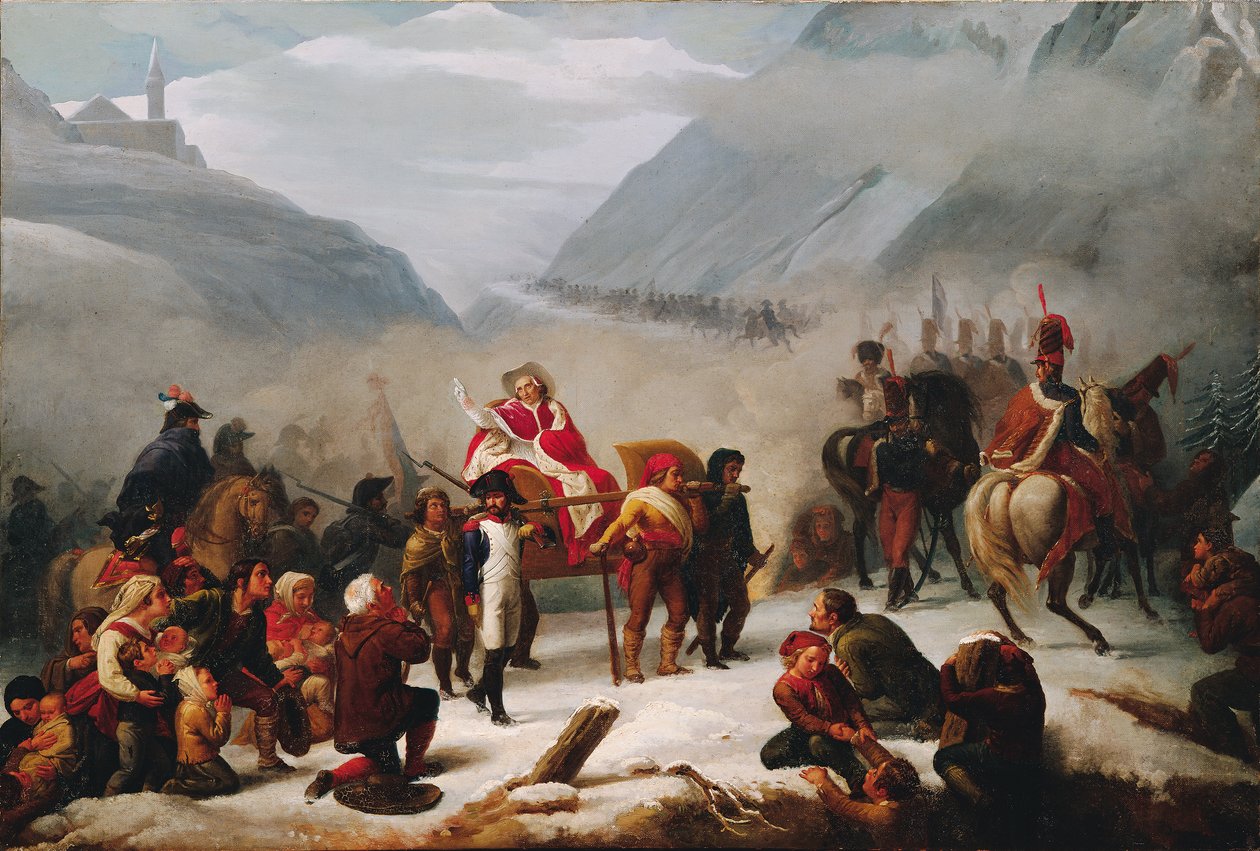 Paavi Pius VII ylittää Alpit tekijältä Giuseppe Sogni