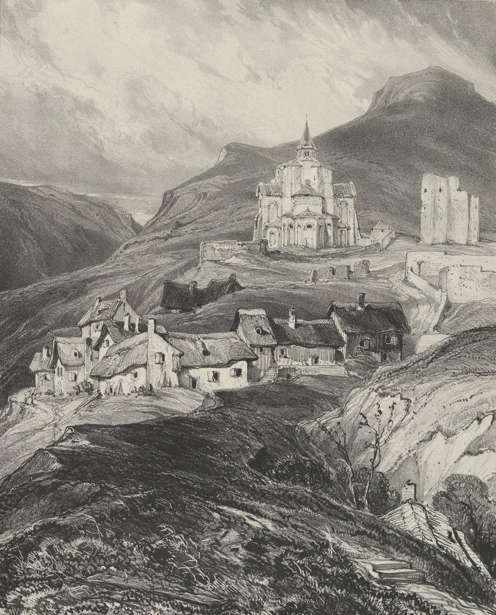 Saint-Nectairen kirkon ulkoapsi, 1831. tekijältä Godefroy Engelmann