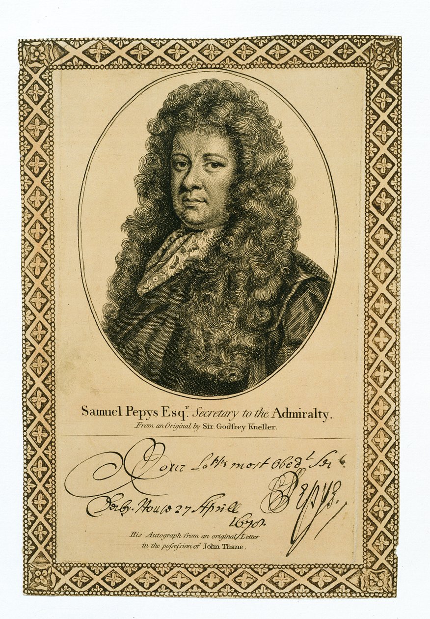 Samuel Pepys (1633-1703), amiraliteetin sihteeri tekijältä Godfrey Kneller