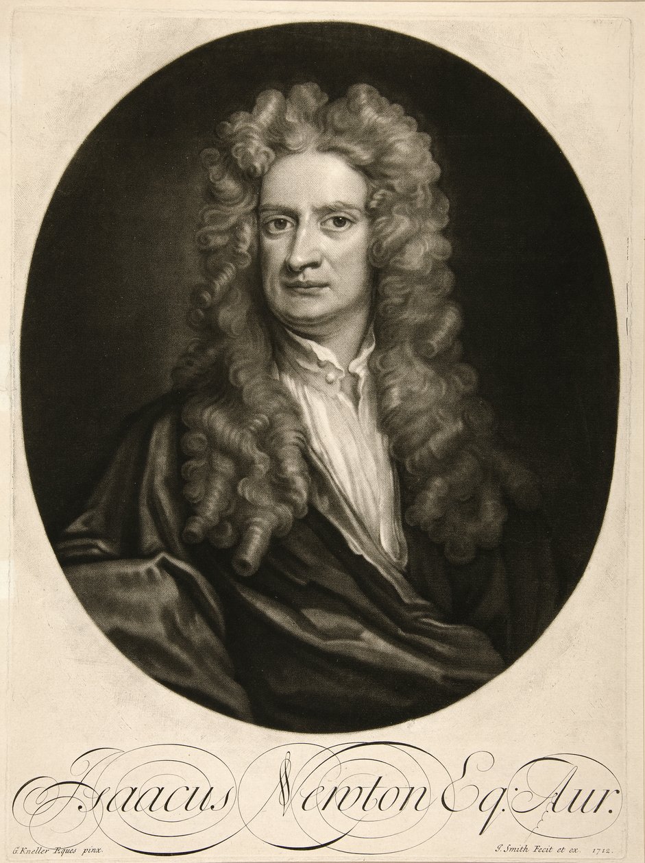 Isaac Newton, Esq., pub. 1712 (kaiverrus) tekijältä Godfrey (after) Kneller